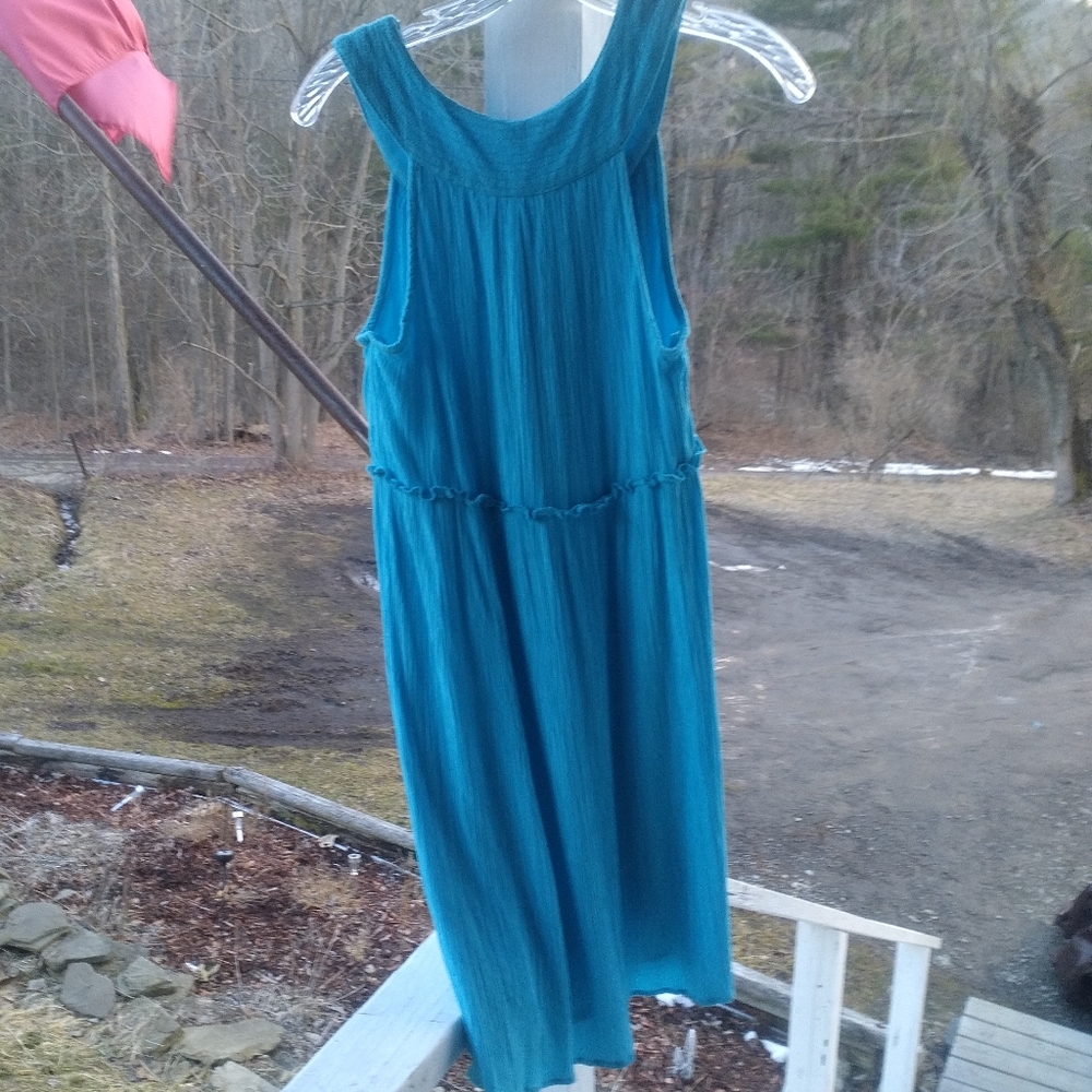 Blue Sleeveless Gauze Dress